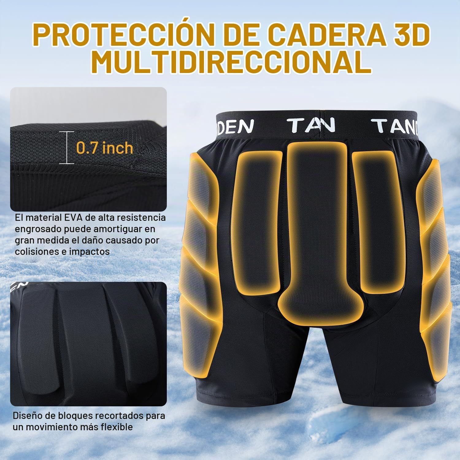 Tanden Pantalones cortos acolchados de impacto de cadera, almohadil...