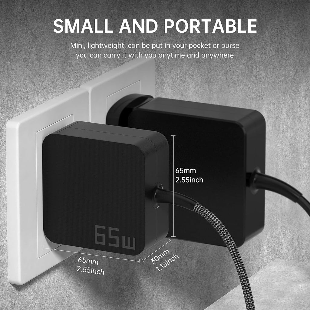 Cargador USB C para portátil de 65 W | Adaptador de corriente USB-C...