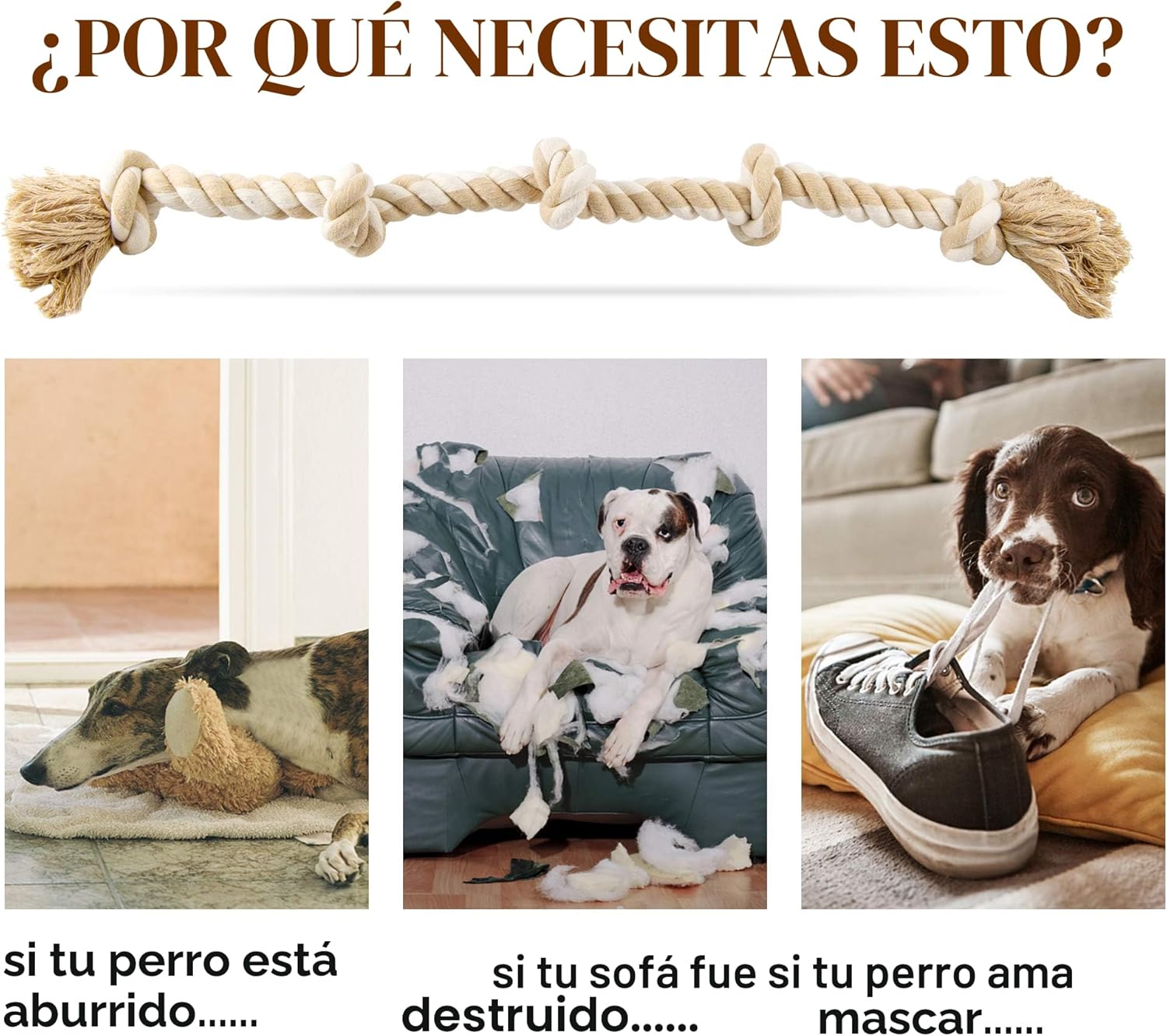Fida Juguetes de cuerda para perros para masticadores agresivos gra...