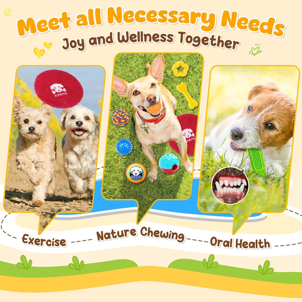 KIPRITII Juego de 25 juguetes para perros, ideal para dentición, en...
