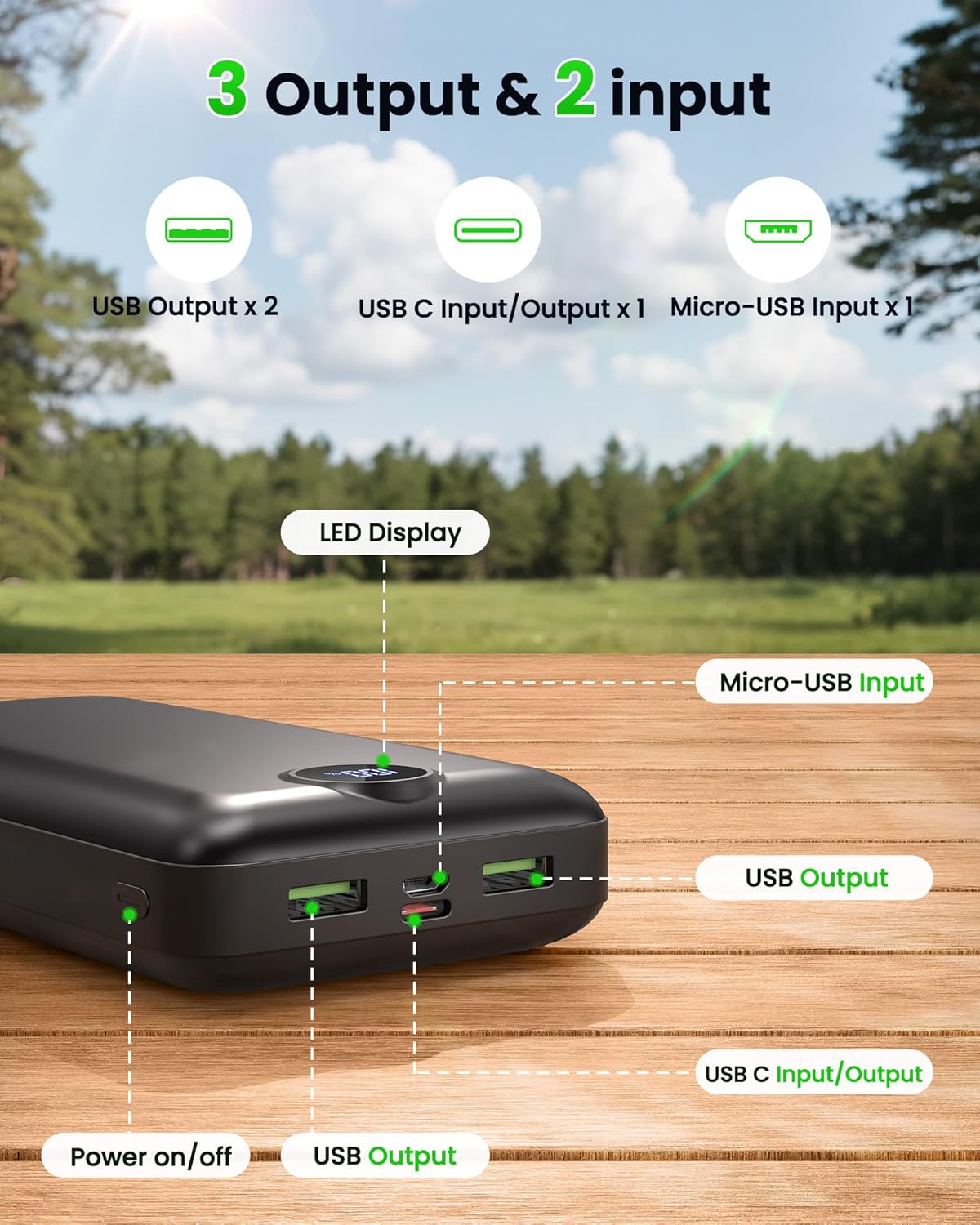 Cargador portátil Banco de energía 50000mAh 22.5W Carga rápida USB...