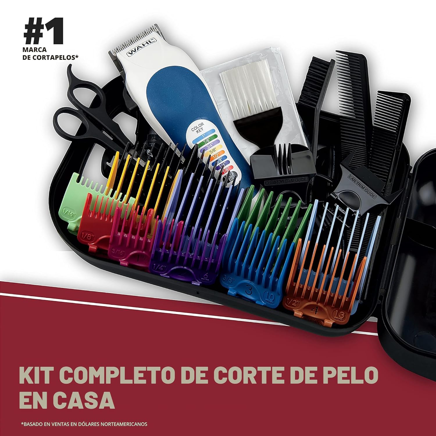 Juego de rasuradora de cabello completo Wahl Color Pro con accesori...