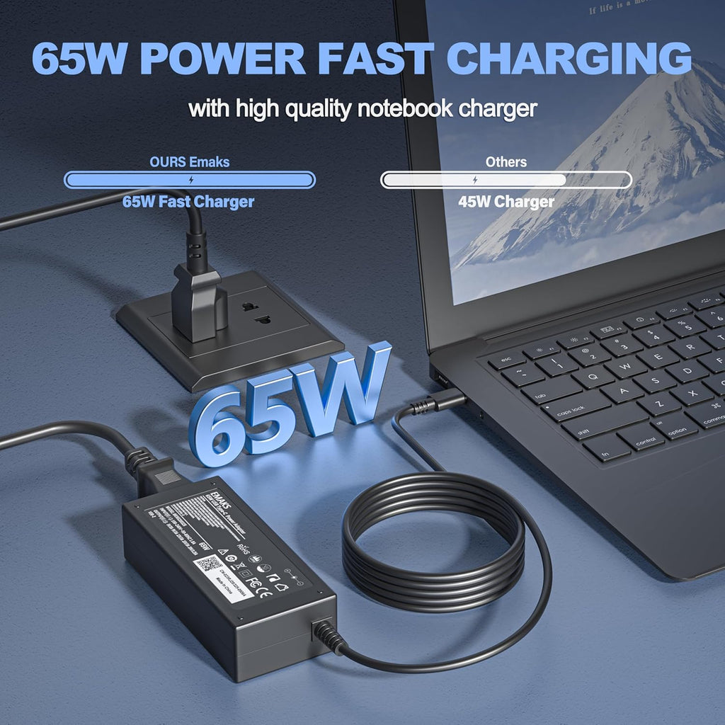 Cargador de Chromebook USB C de 45 W 65 W tipo C 918337-001 844205-...