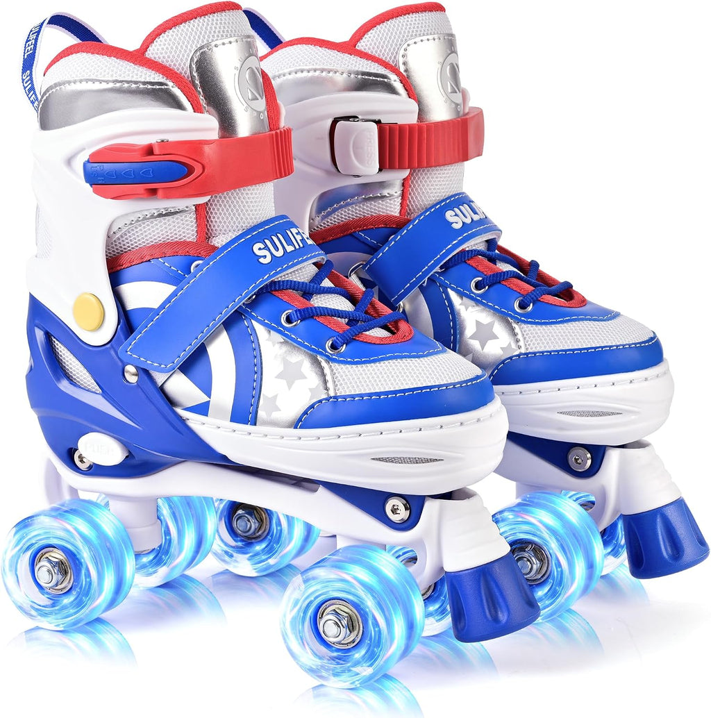 SULIFEEL Rainbow Unicorn - Patines ajustables de 4 tamaños para niñ...