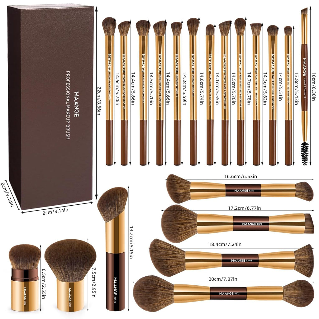 MAANGE - Juego de 20 brochas de maquillaje con caja de regalo, broc...