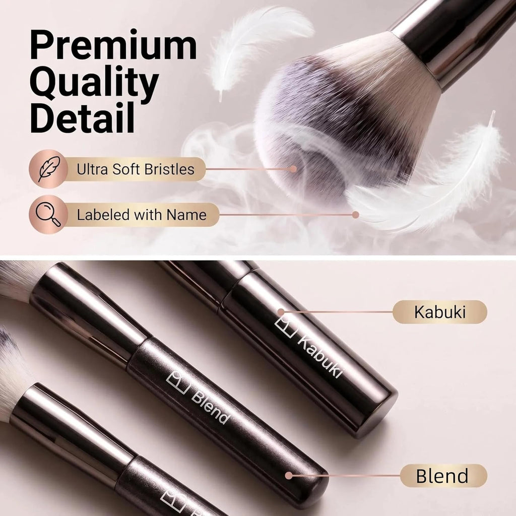 Brochas de maquillaje profesionales BS-MALL con estuche de viaje, p...
