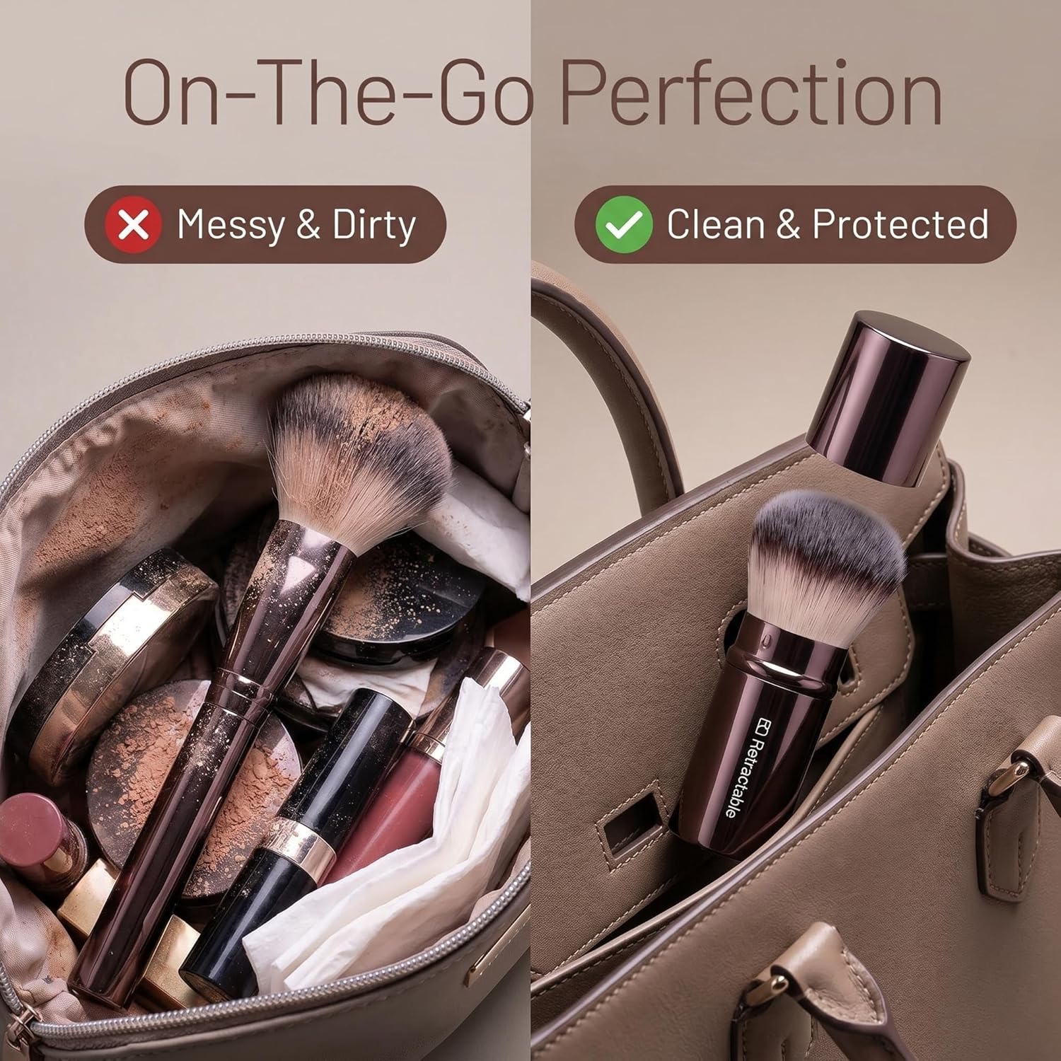 BS-MALL Brocha de maquillaje profesional con estuche de viaje, incl...