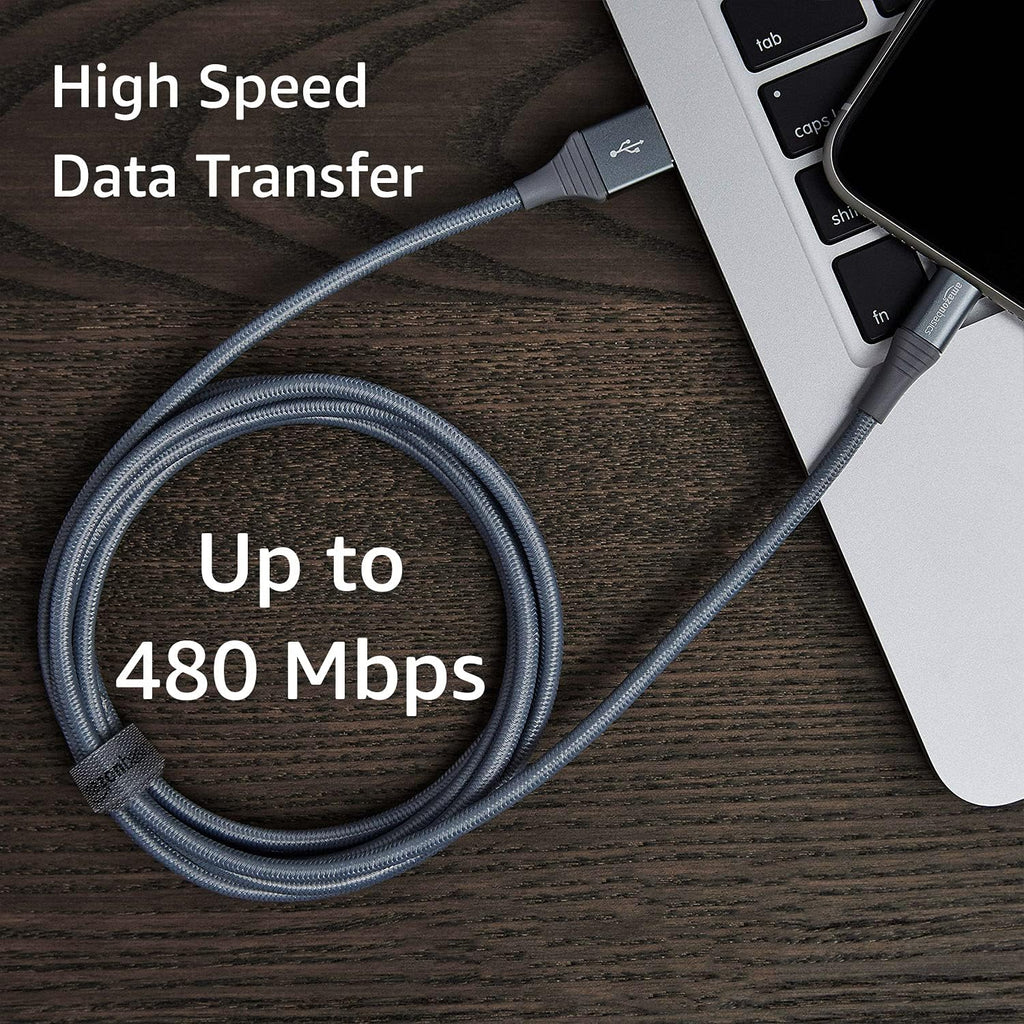 Amazon Basics - Cable Lightning de nailon trenzado doble a USB, col...
