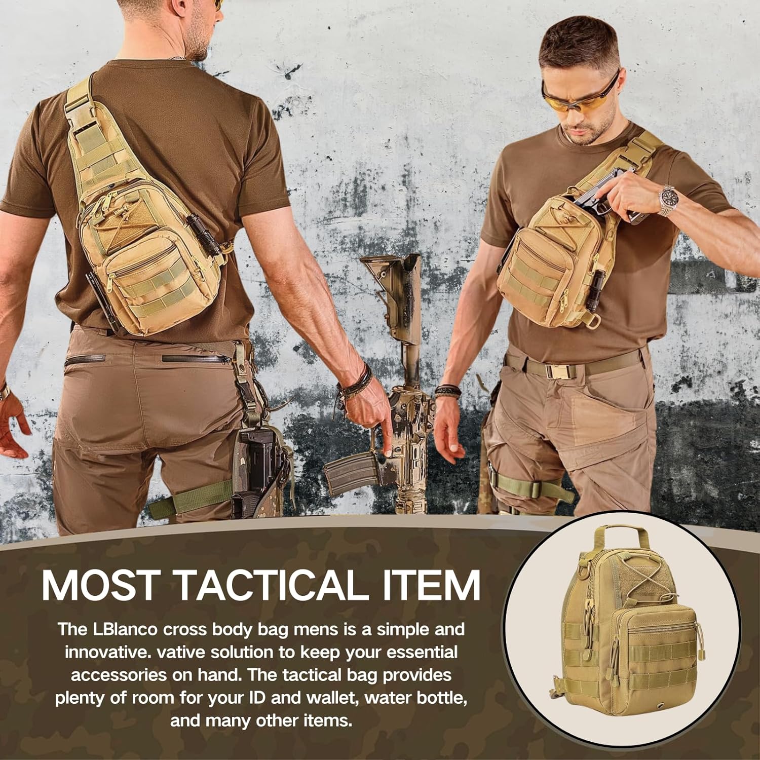 LBlanco Mochila táctica para el hombro, pequeña, para exteriores, p...
