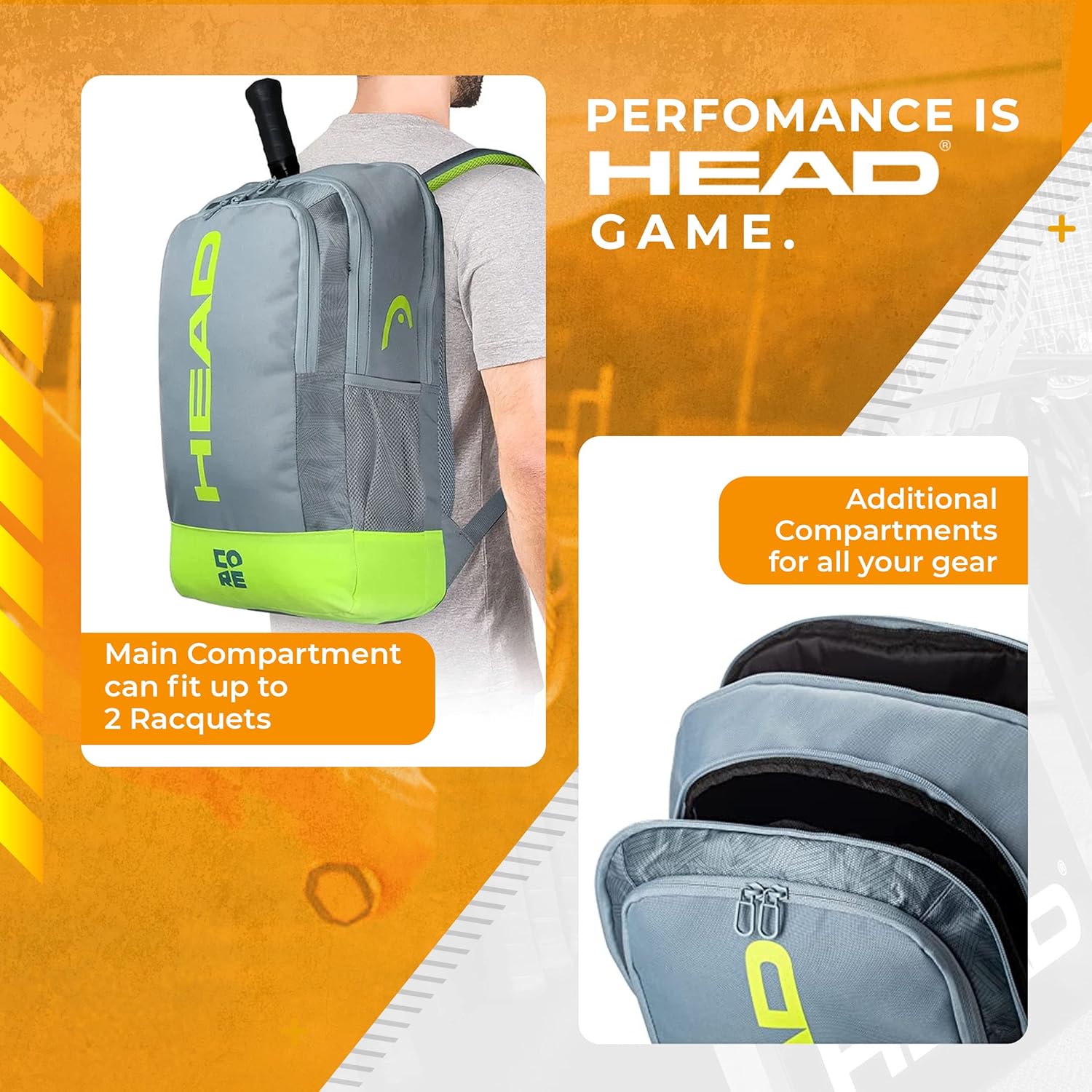 Mochila de tenis HEAD Core - Capacidad para 2 raquetas con correas...