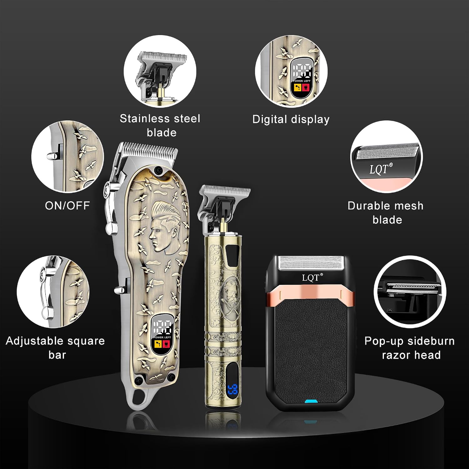 LQT Kit de peluquero profesional para hombres, cortadora de pelo, r...