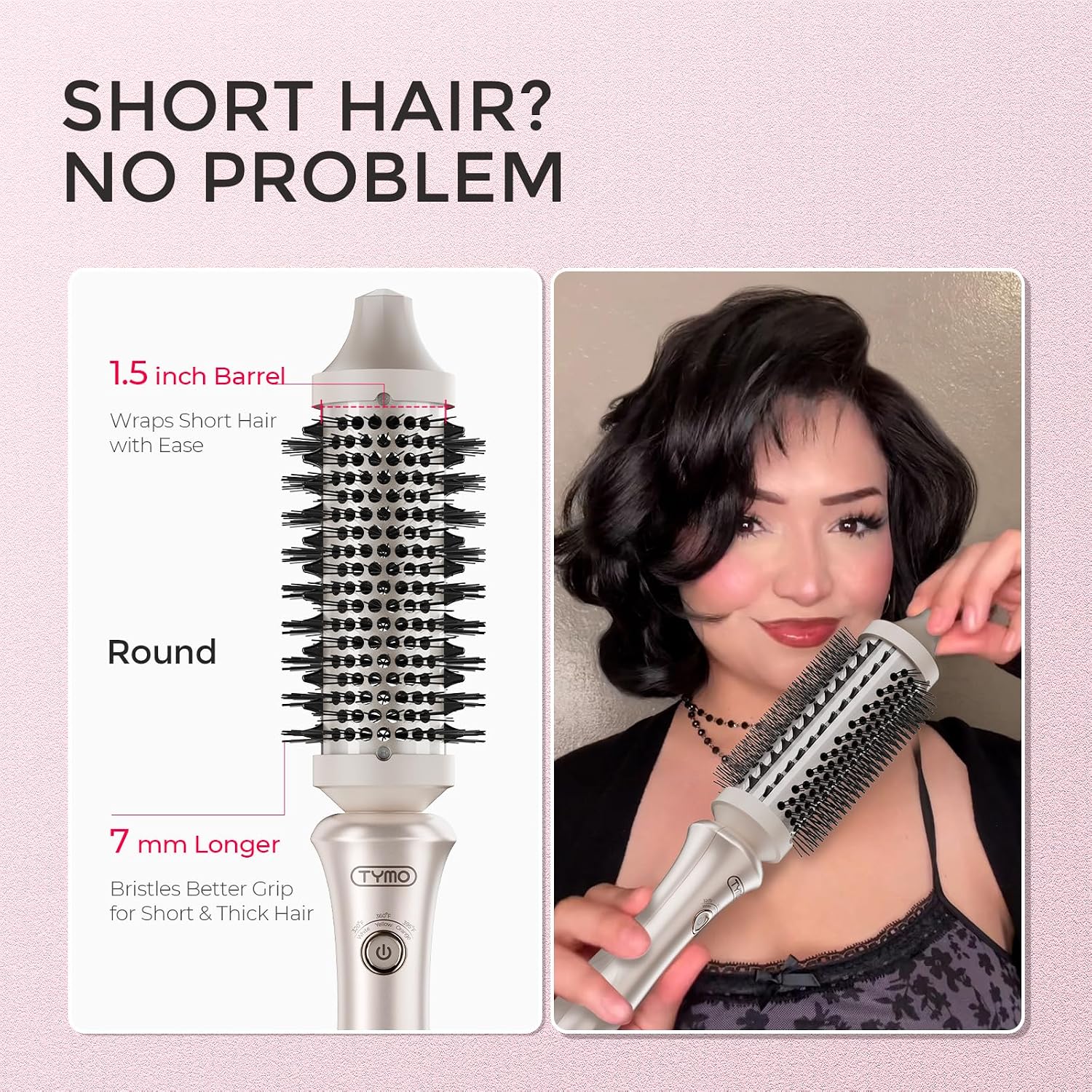 TYMO Cepillo Térmico Rizador - STYLUX 1.5 Pulgadas Voluminizador de...