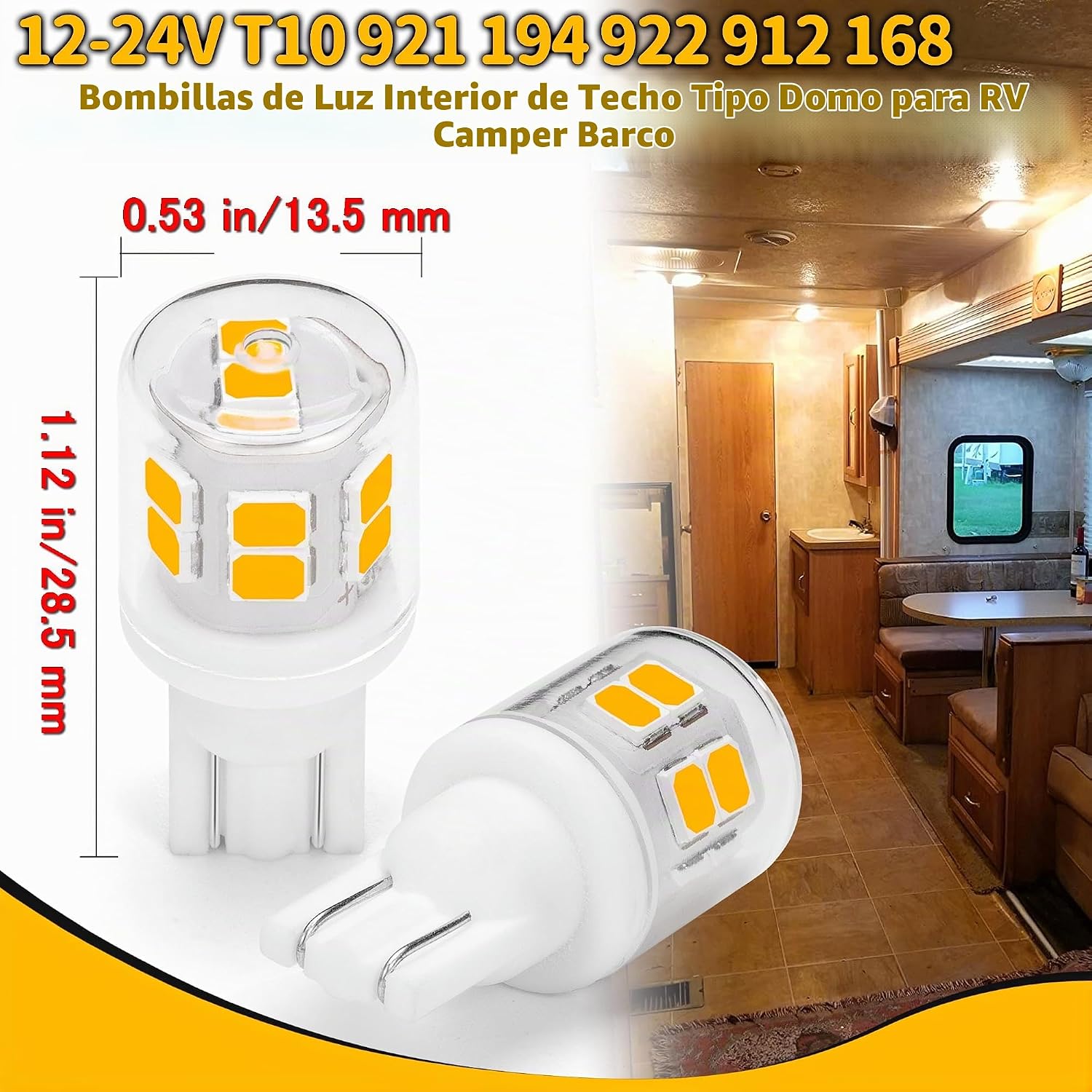 Ziomitus - T10 921 194 922 912 168 Focos LED para Remolque de RV, 1...