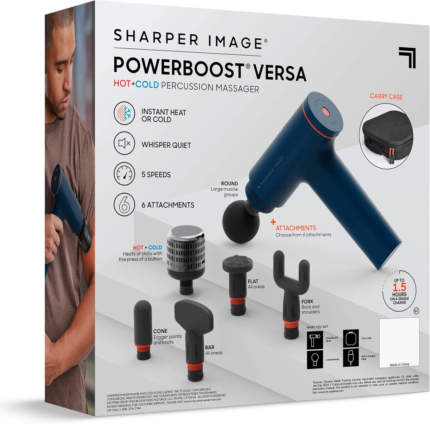 Sharper Image Pistola de Masaje de Percusión de Tejido Profundo, Po...