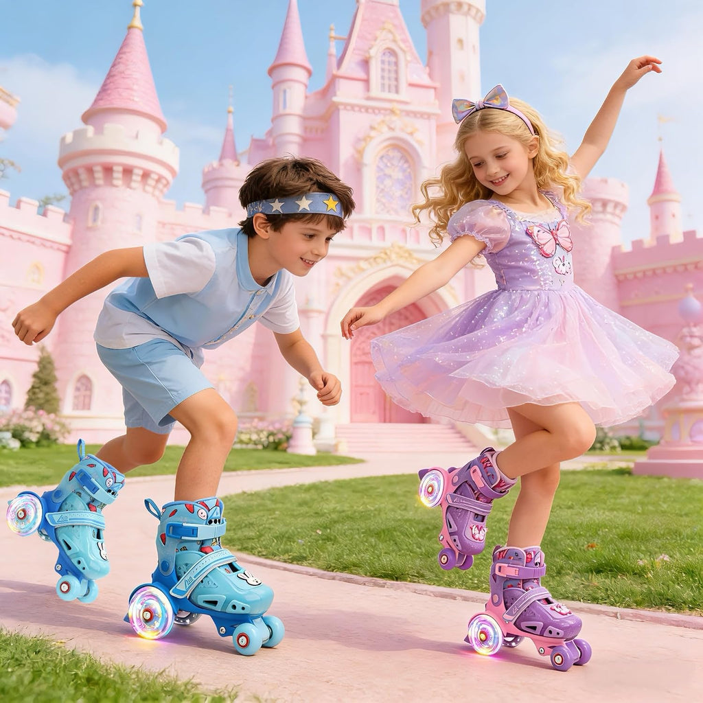 LKD Patines ajustables para niños y niñas, patines cuádruples para...