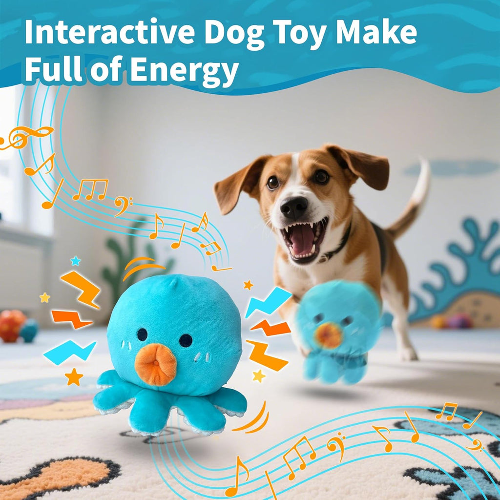 Hanarook Juguetes interactivos para perros, juguete de pulpo chirri...