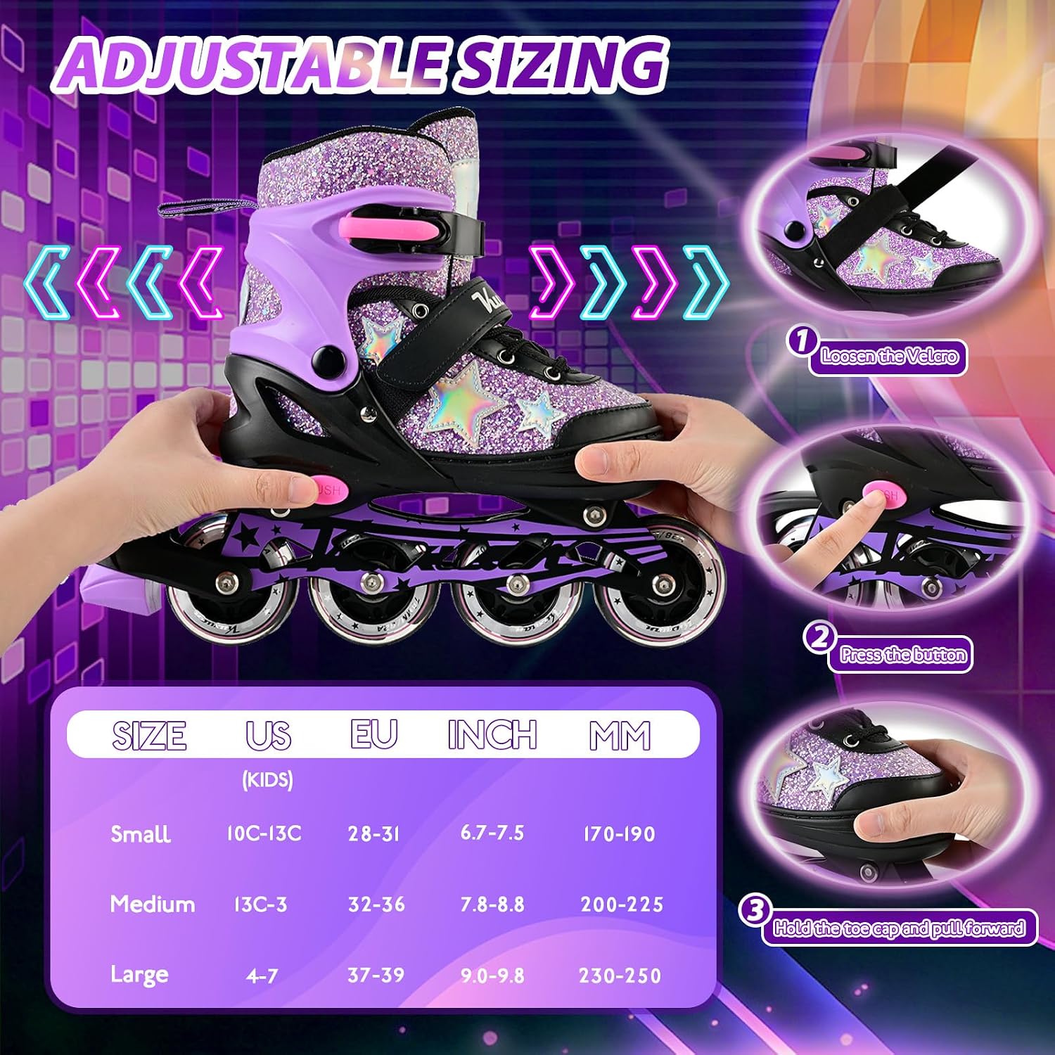 Kuxuan Adjustable Inline Skates for Girls and Women | Full Light Up...