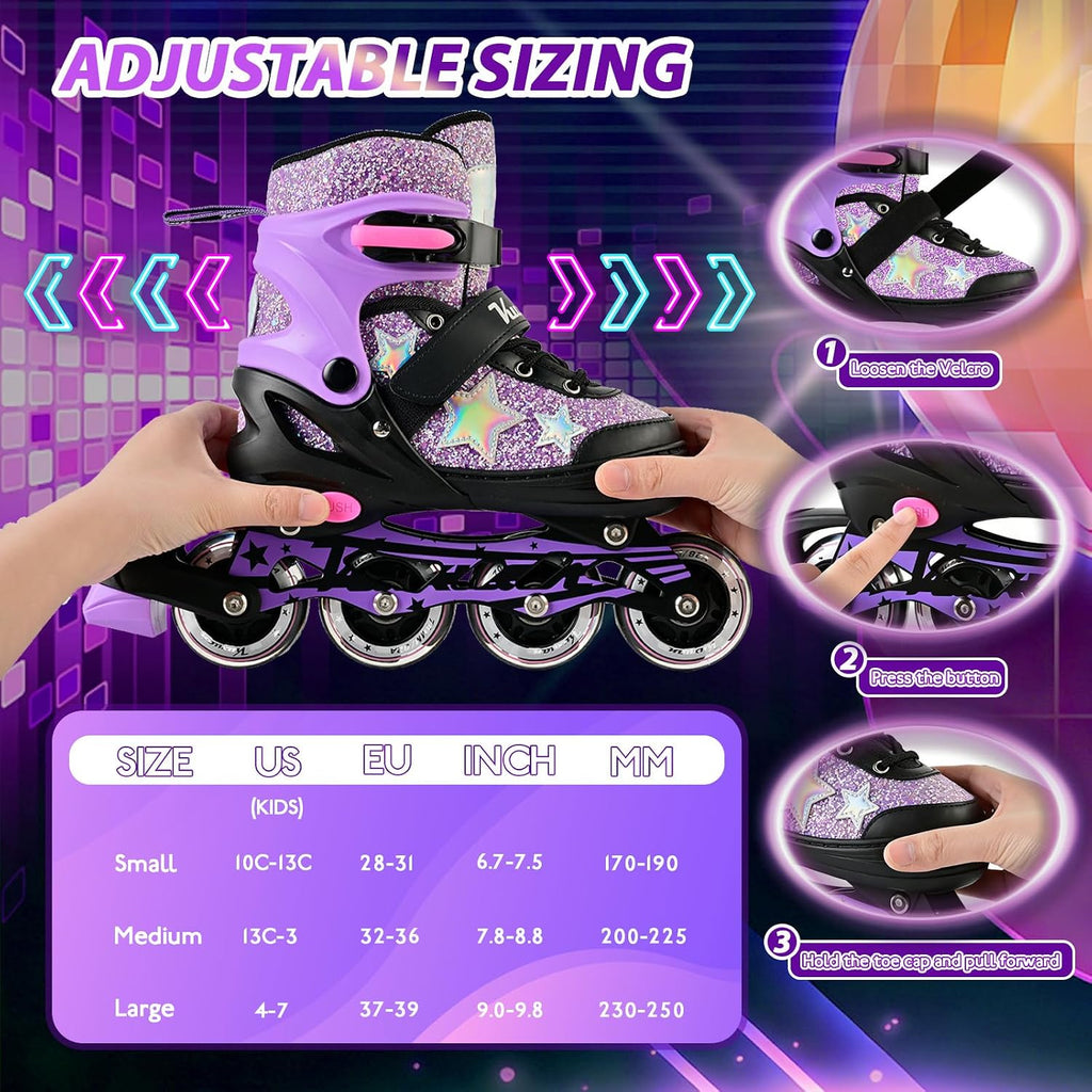 Kuxuan Adjustable Inline Skates for Girls and Women | Full Light Up...