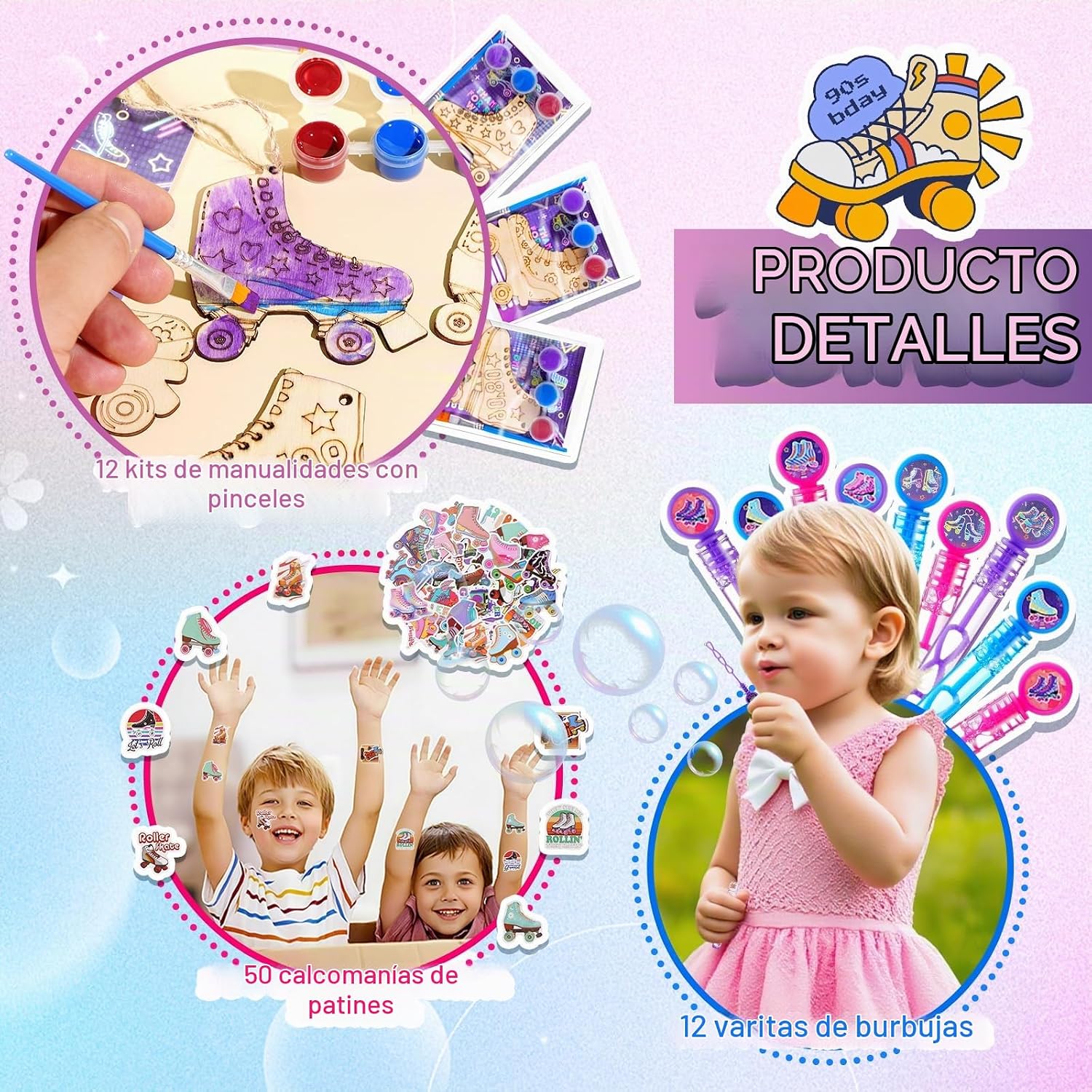 Vanblue - 134 piezas de patín de ruedas para fiestas de cumpleaños...