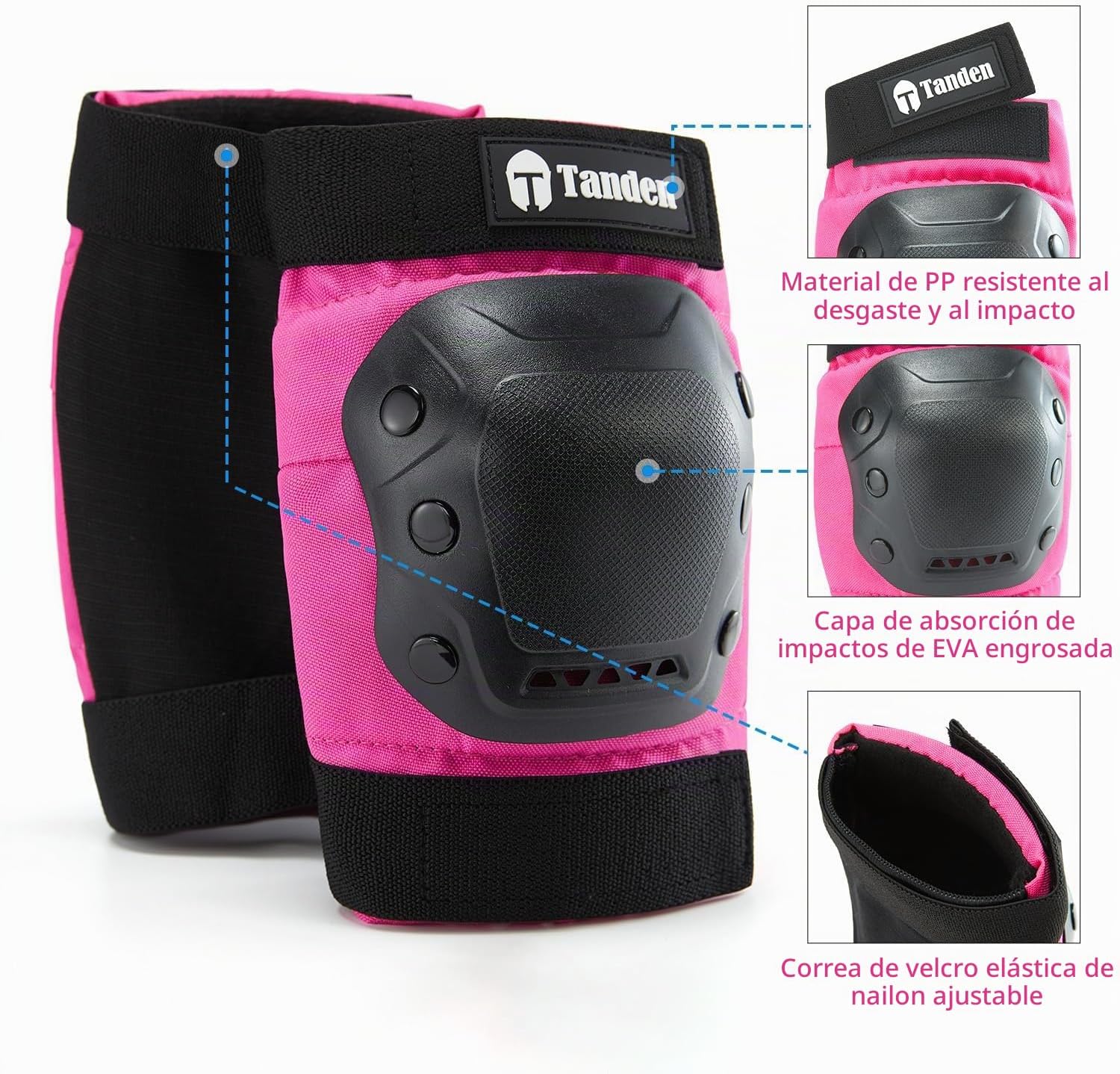 Tanden Equipo de Protección para Patineta, Juego de Almohadillas pa...