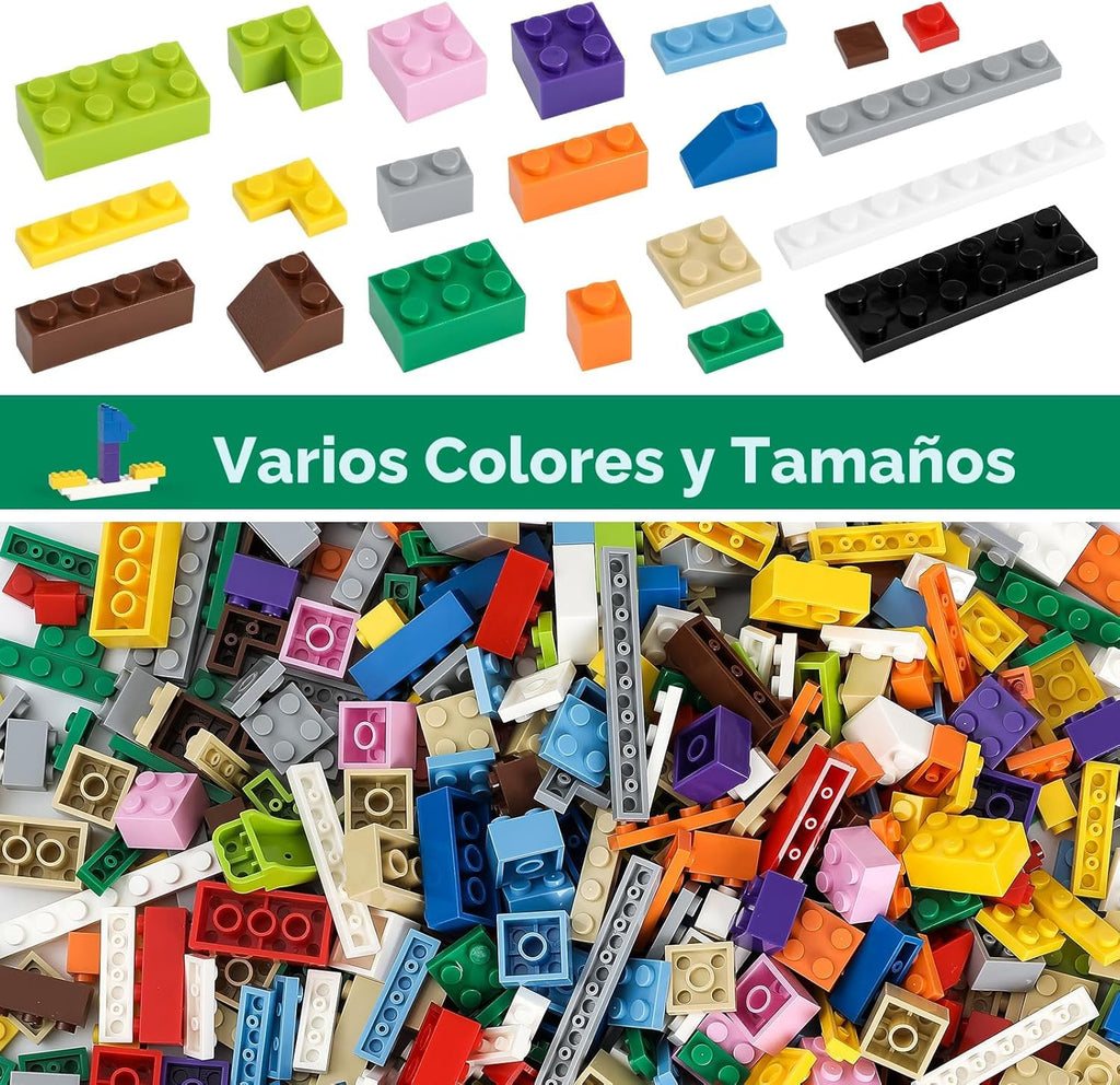 HUIZDQ 1500 piezas de ladrillos de construcción, bloques pequeños c...
