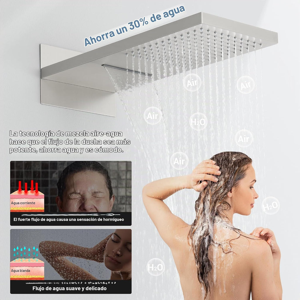 JetsBath Sistema de ducha termostático de 22 pulgadas, cabezal de d...