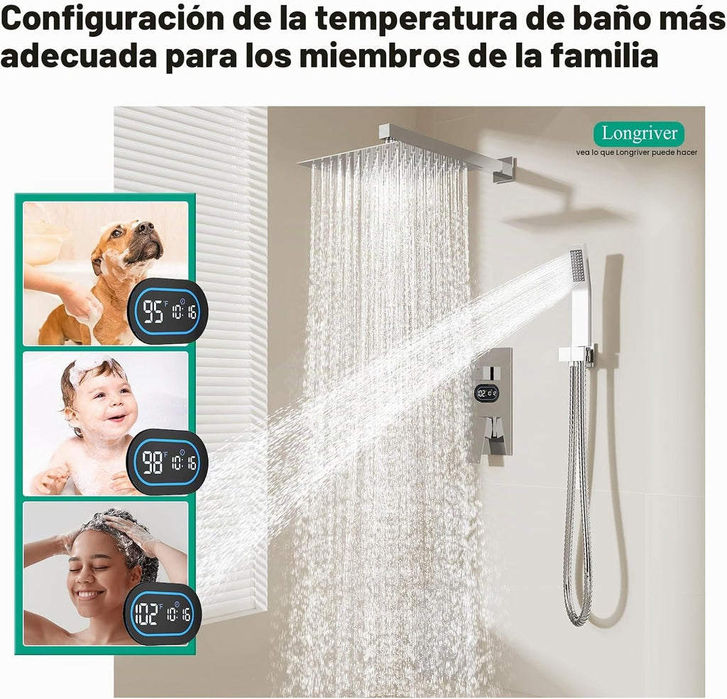Juego de grifos de ducha con pantalla de temperatura de potencia hi...