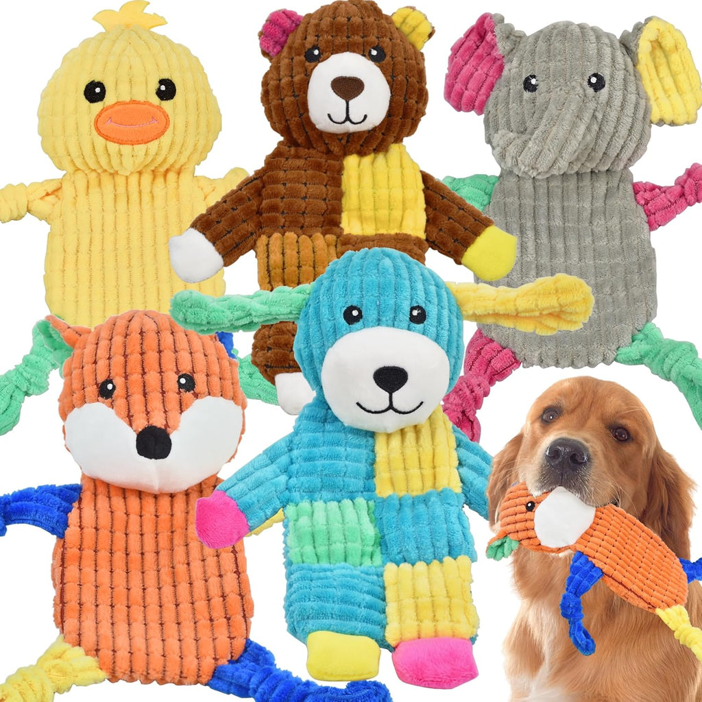 LECHONG 5 juguetes chirriantes para perros, juguetes grandes arruga...