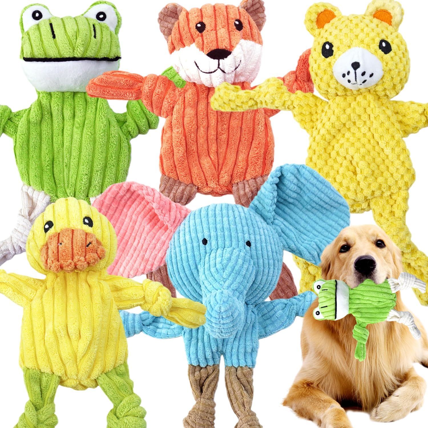 MRSOHRET Paquete de 5 juguetes chirriantes para perros, juguetes de...