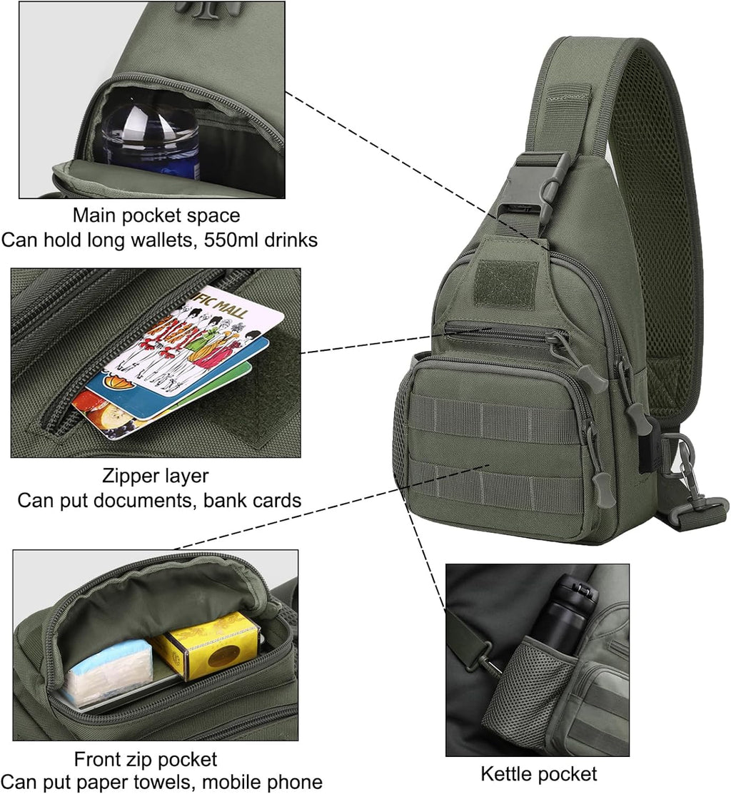 ZHIERNA Mochila Táctica de Bandolera con Soporte para Botella de Ag...