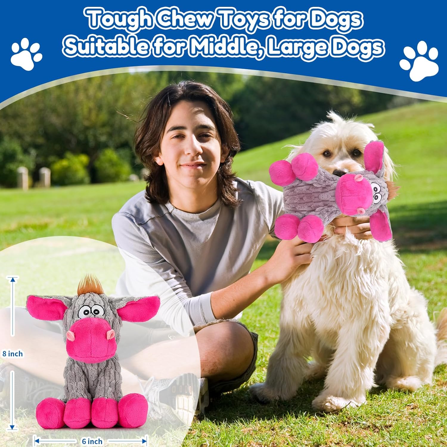 loncoldy Juguetes de Peluche para Masticar para Perros Grandes, Jug...