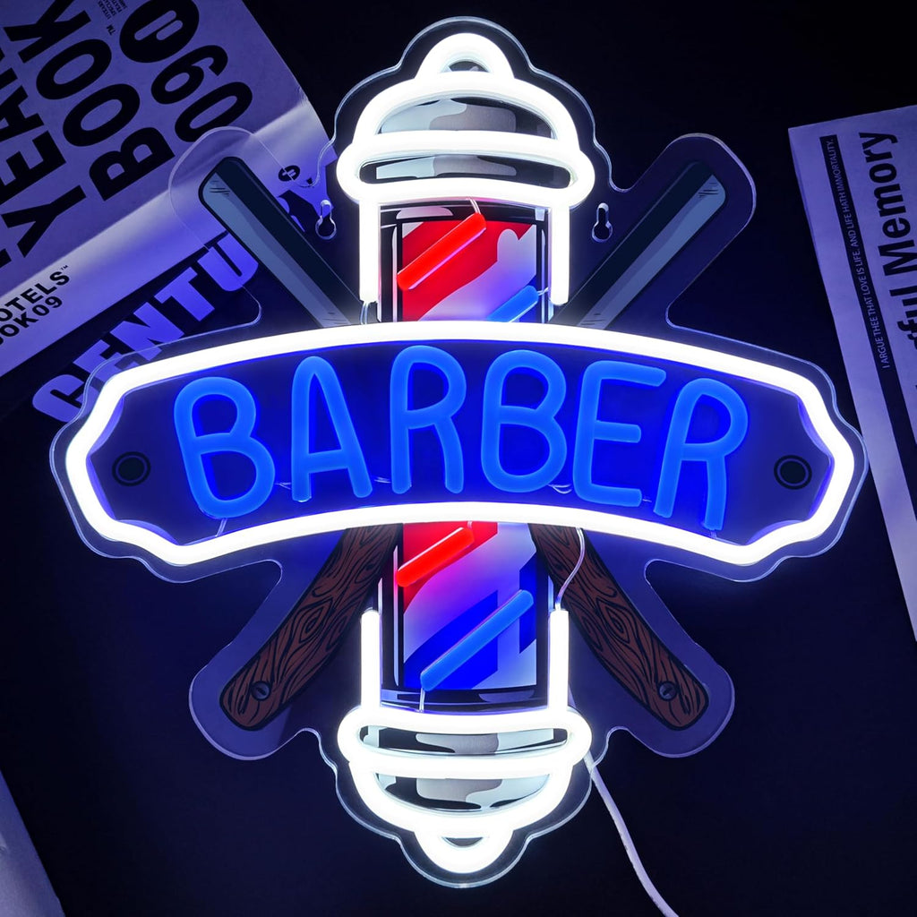 Letrero de neón de barbería para decoración de barberías y salones...