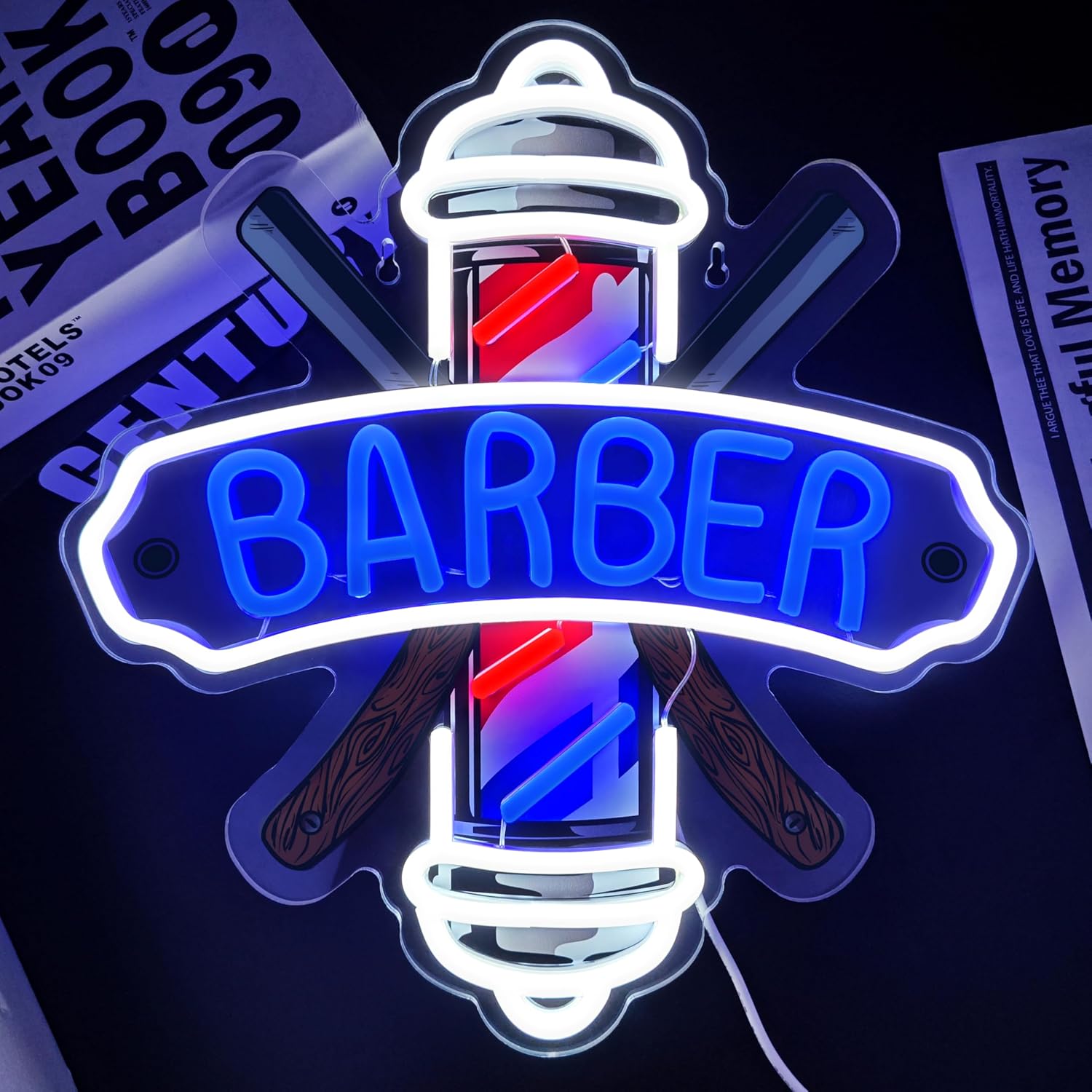 Letrero de neón de barbería para decoración de barberías y salones...