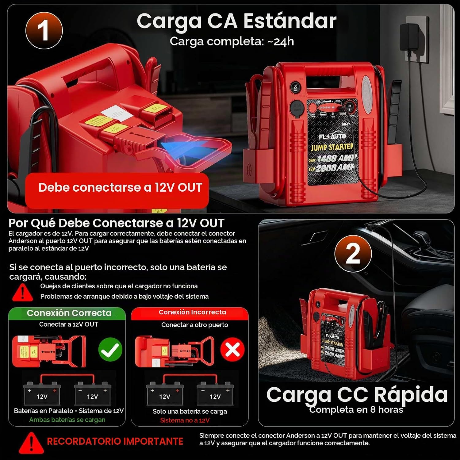 Arrancador de coche y potenciador de batería de alta resistencia de...