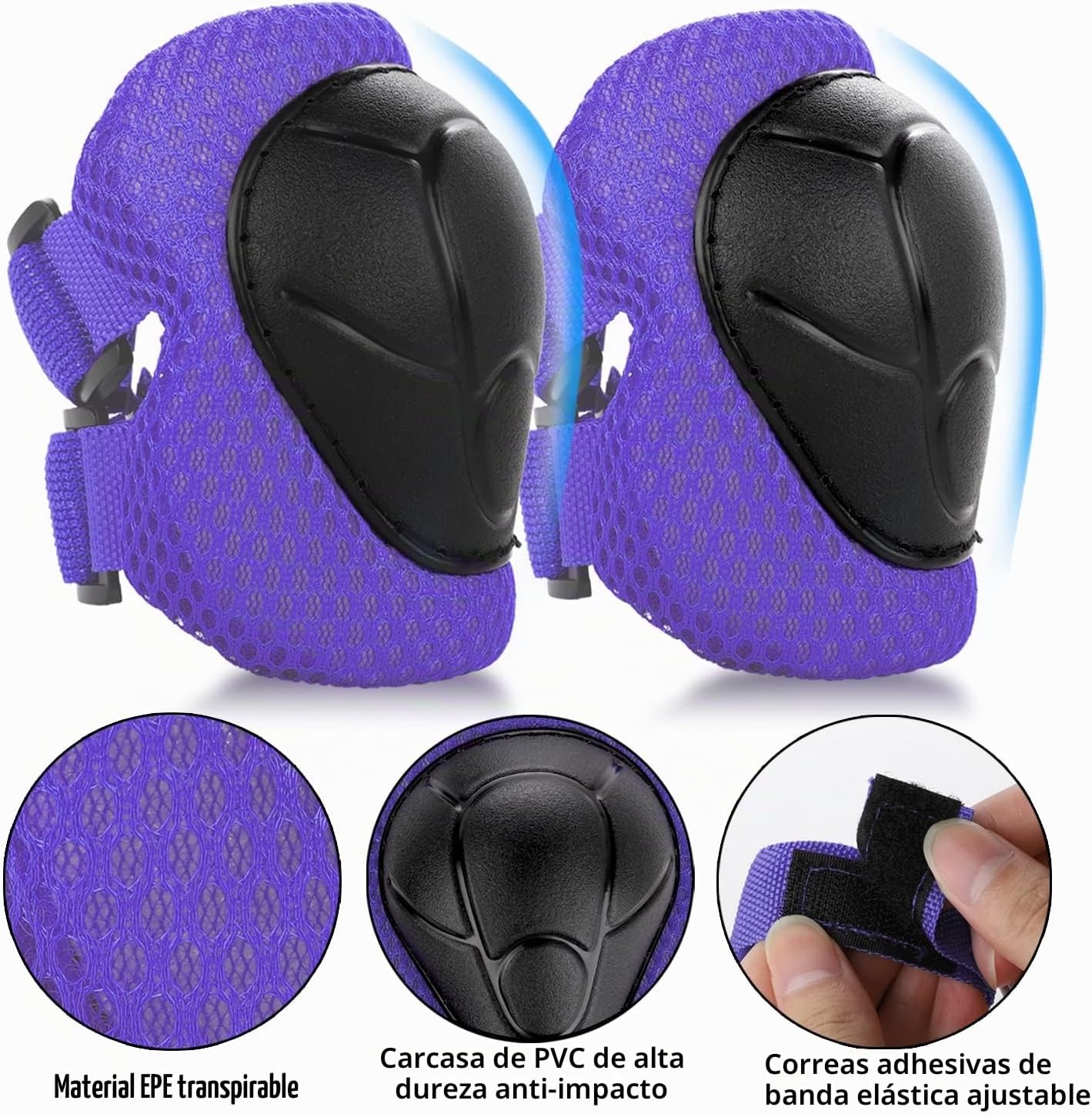 WayEee Juego de casco de bicicleta para niños, rodilleras, equipo d...