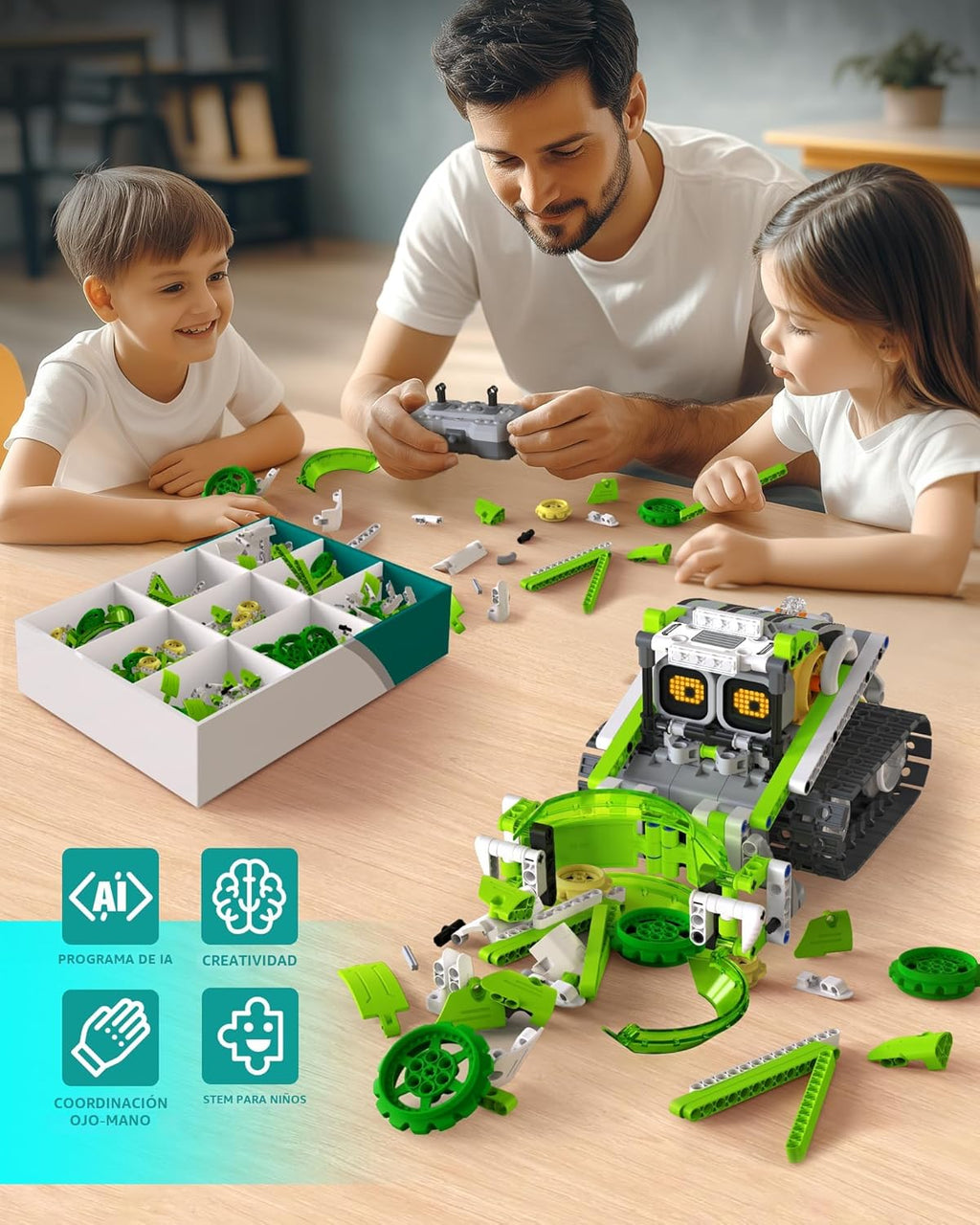 Opmind Juego de construcción de juguetes de robot STEM AI 5 en 1, 4...