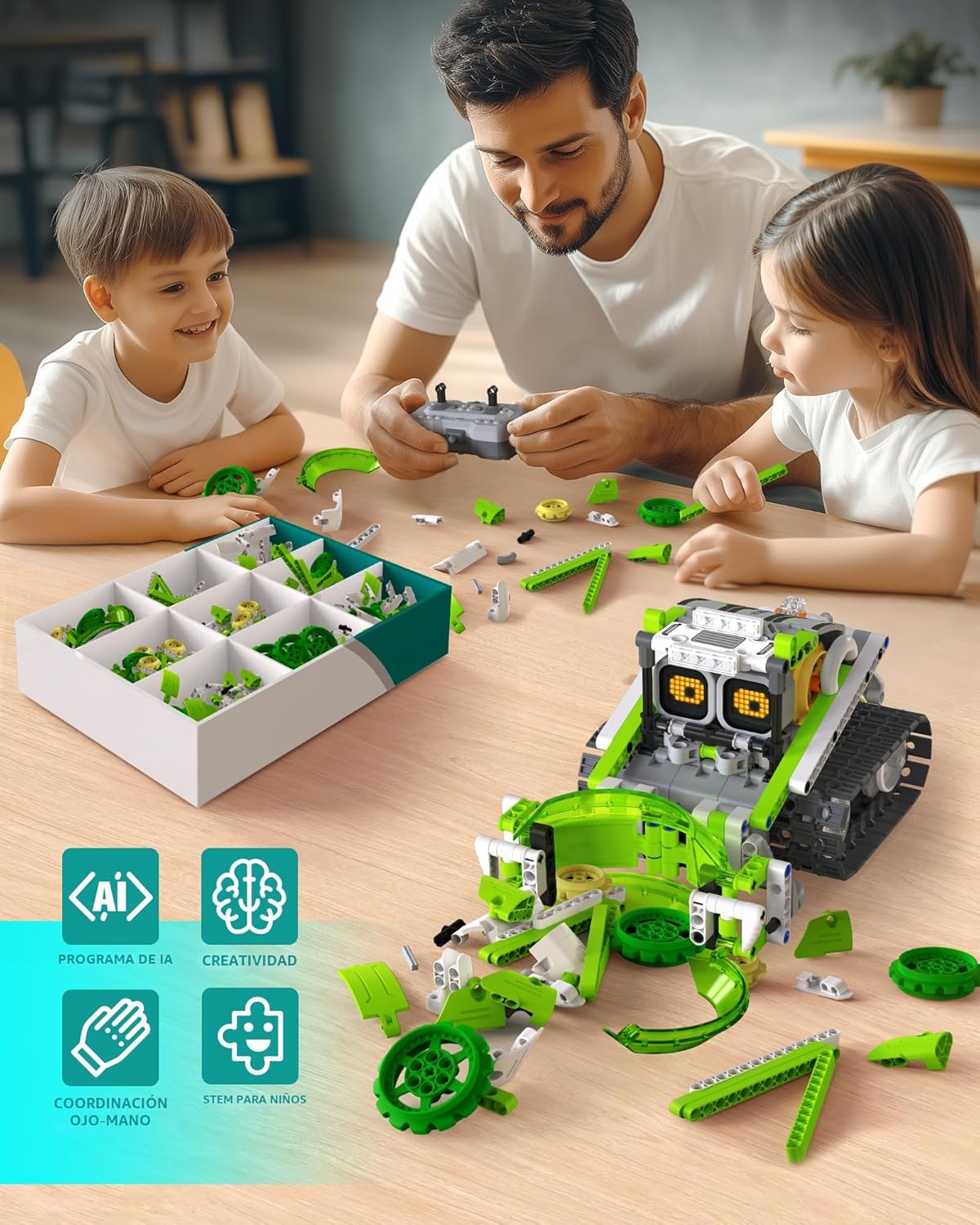 Opmind Juego de construcción de juguetes de robot STEM AI 5 en 1, 4...
