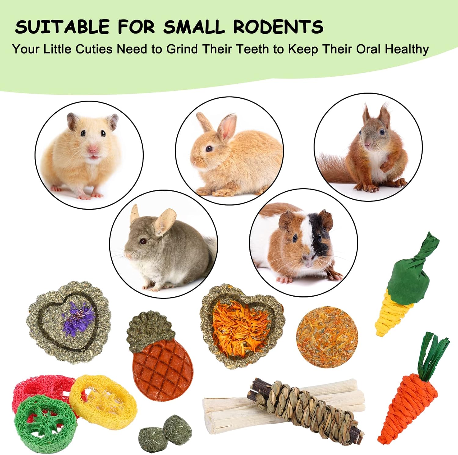 VESPRO Juguetes para conejos, 21 piezas de juguetes masticables par...