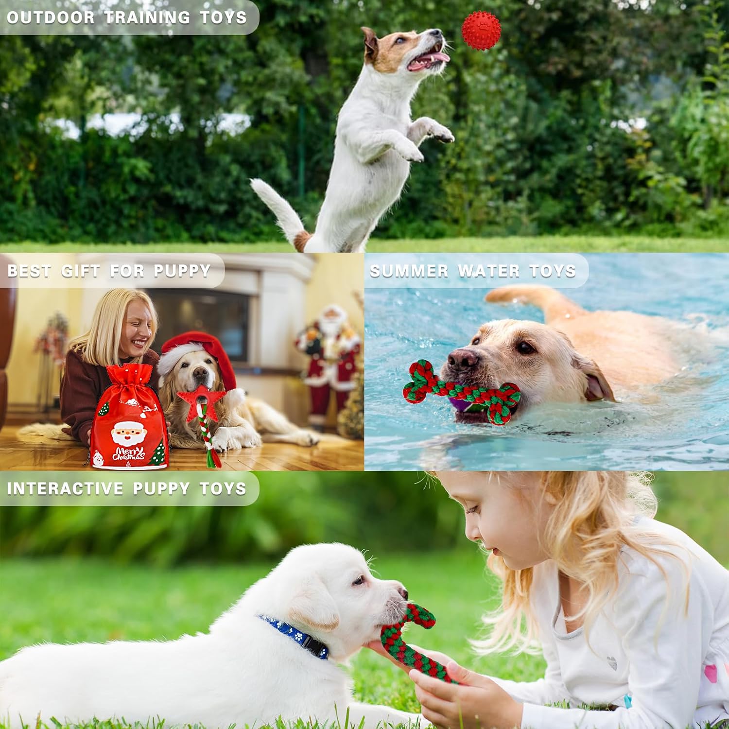 MRSOHRET Juguetes navideños para perros, paquete de 9 juguetes de c...