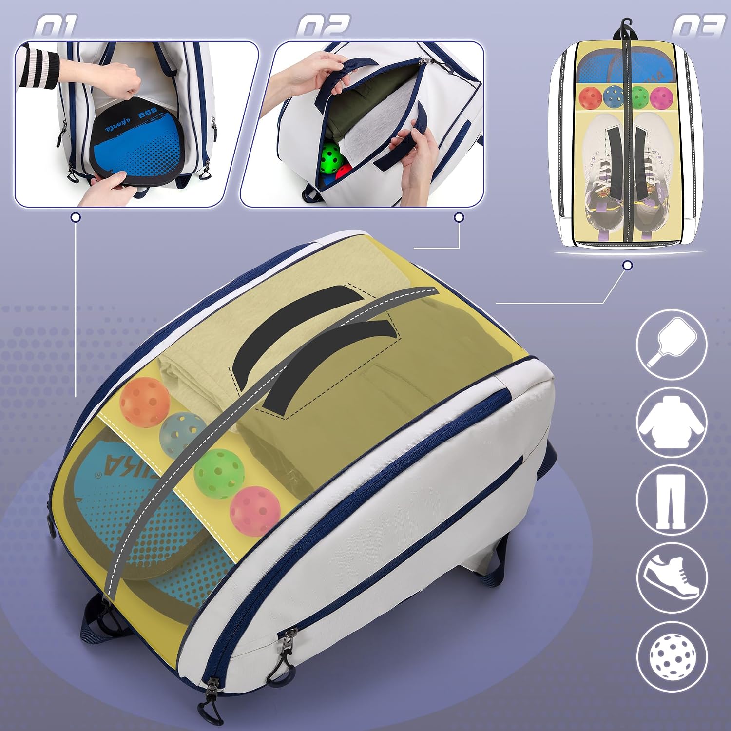 Mochila de Pickleball Smasrob, para 4 palas de Pickleball, mochila...