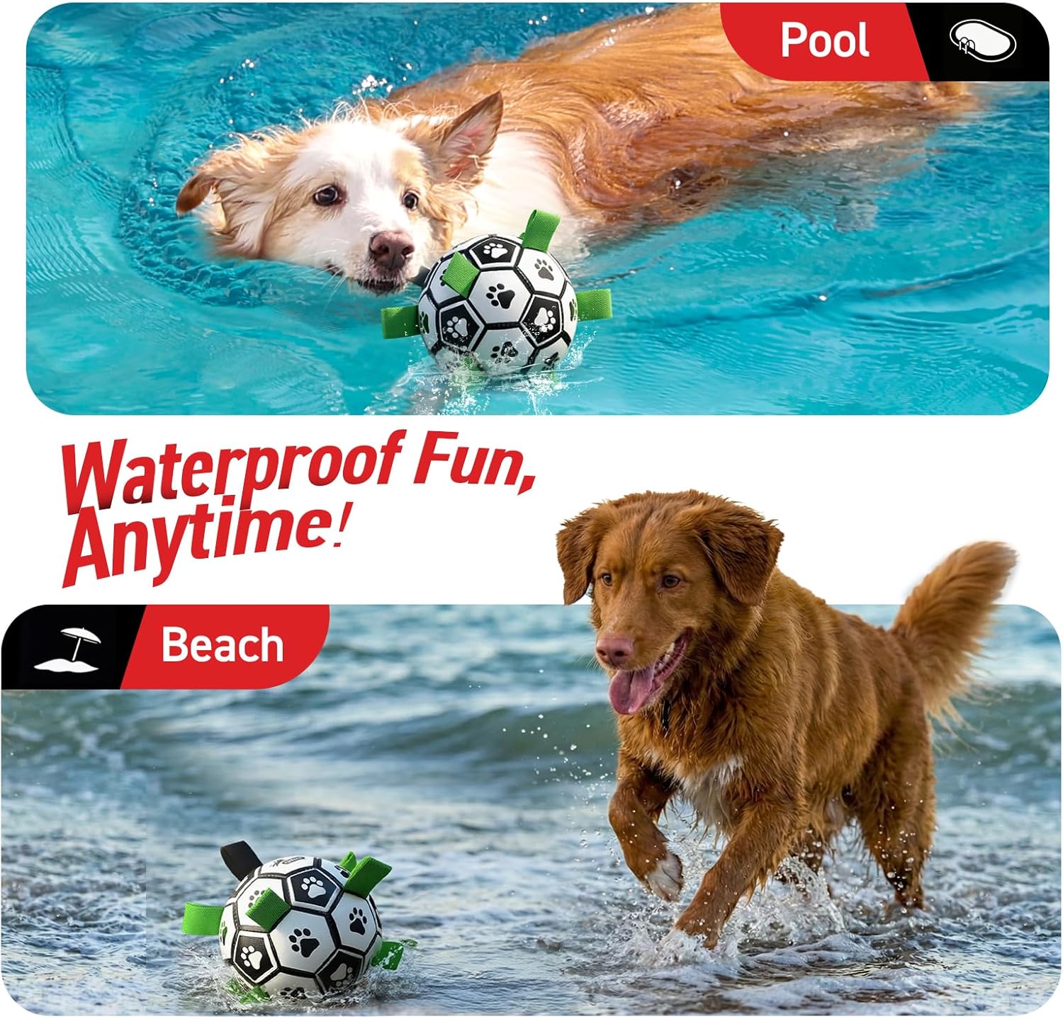 QDAN - Pelota de fútbol con correas para perros, juguetes interacti...
