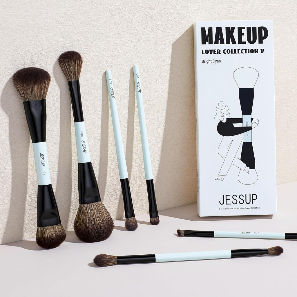 Jessup Juego de brochas de maquillaje 6 piezas, brochas de maquilla...