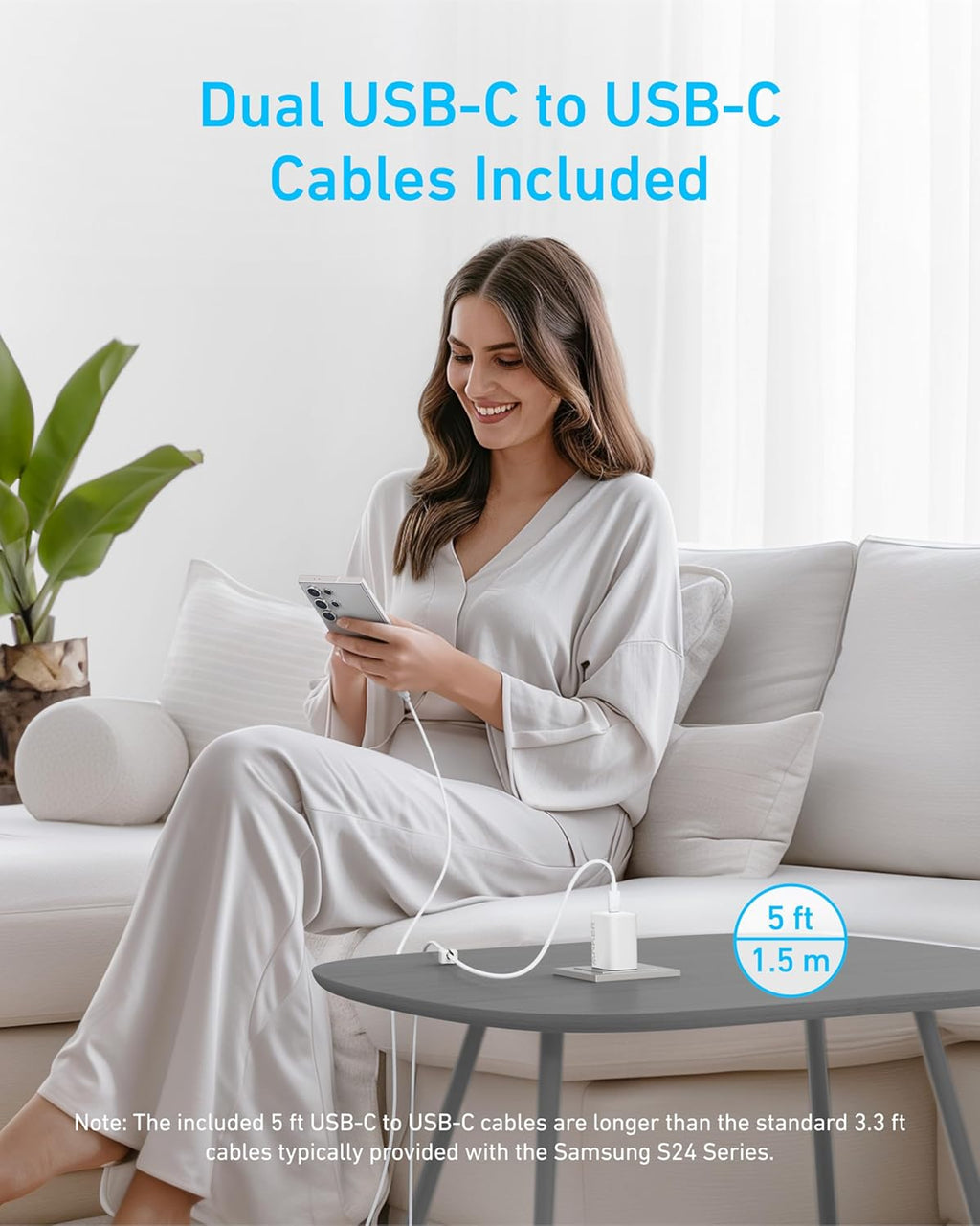 Anker Bloque de cargador USB C de 45 W, cargador rápido PPS con cab...