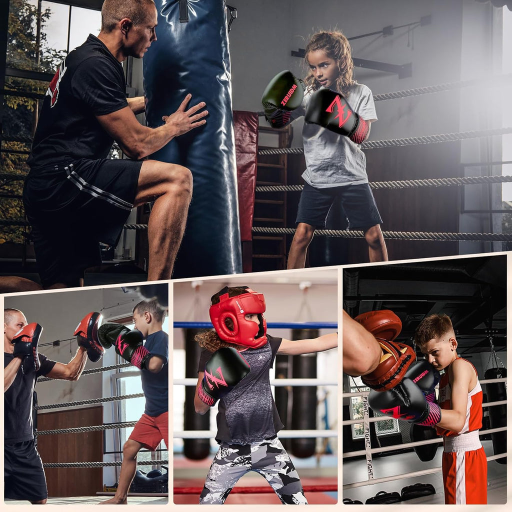 Guantes de boxeo para niños de 6 oz, guantes de entrenamiento juven...