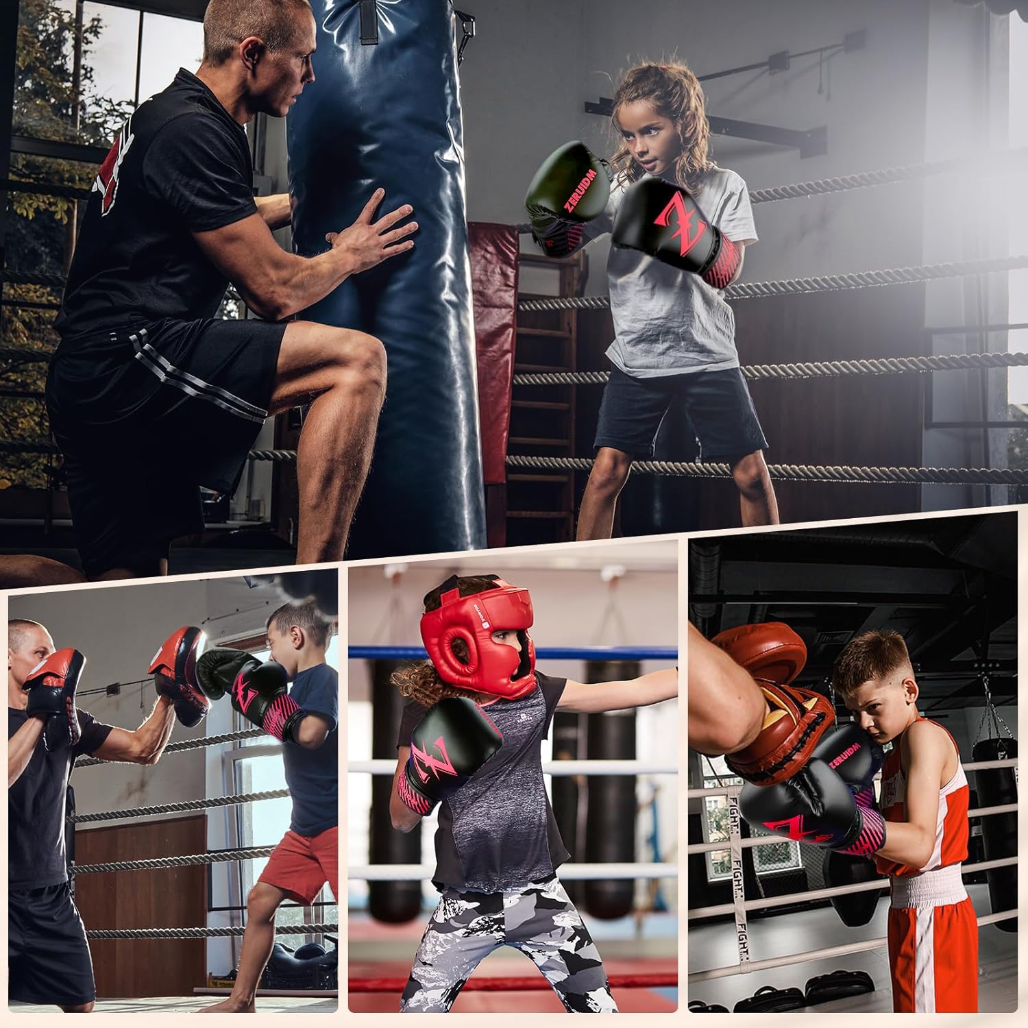 Guantes de boxeo para niños de 6 oz, guantes de entrenamiento juven...