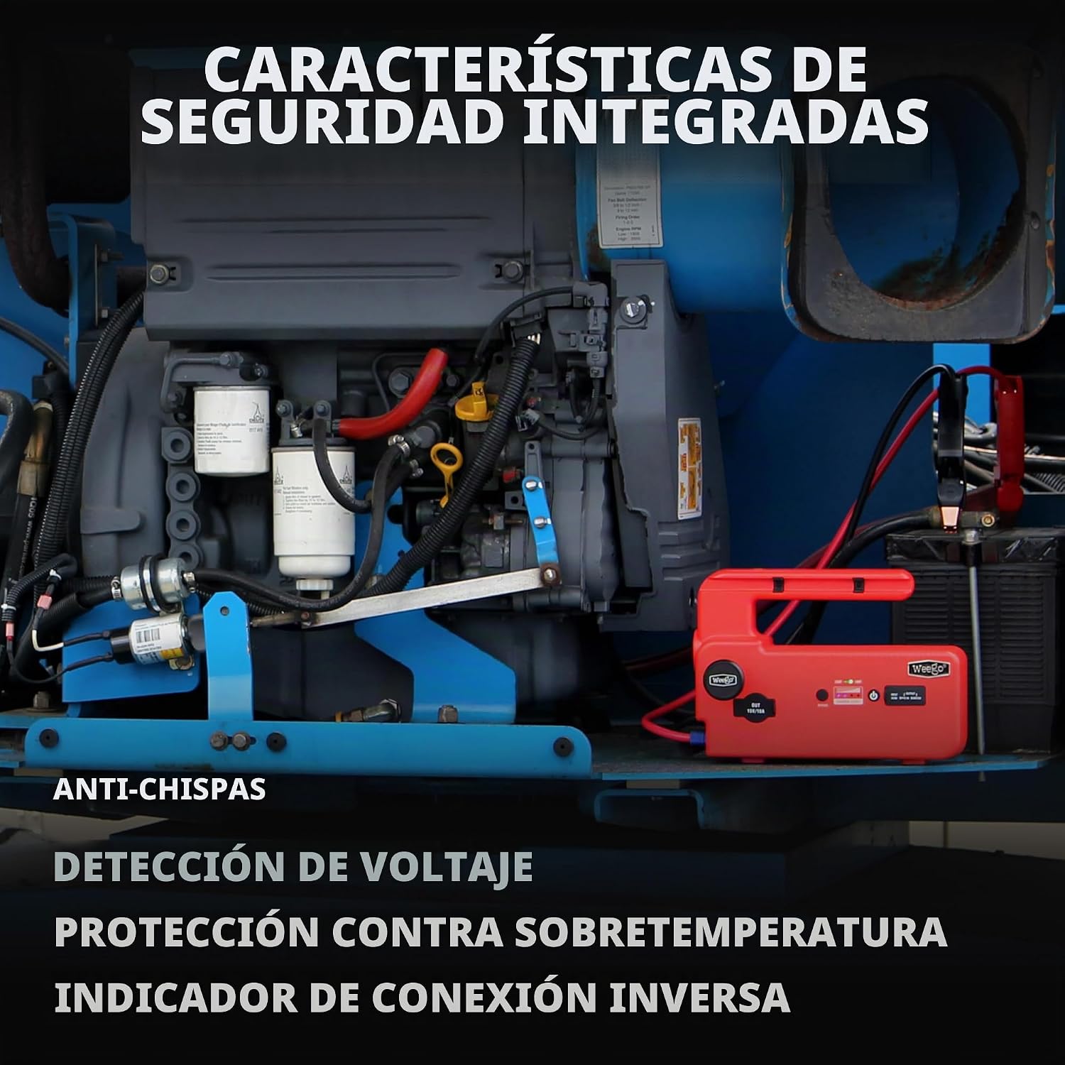 Weego 120: Arrancador de batería de coche de litio de 5000A de 12V...