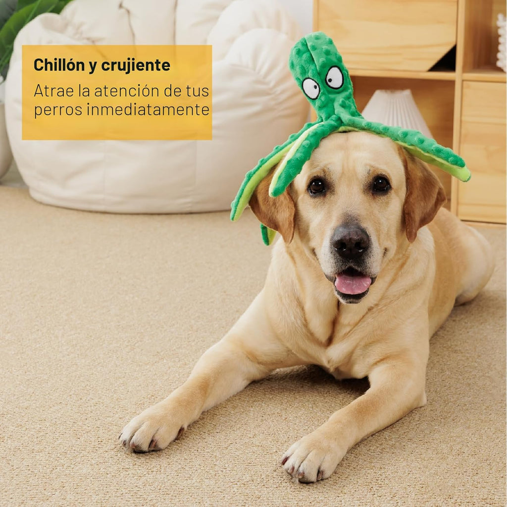 CPYOSN Juguetes chirriantes para perros, pulpo, sin relleno, juguet...