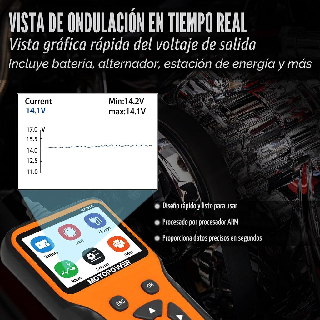 MOTOPOWER MP0515A 12V Probador de batería de coche Automotriz 100-2...
