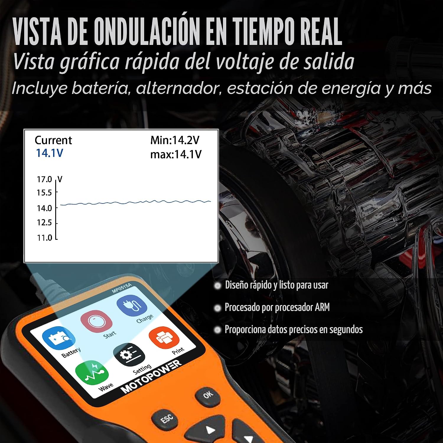 MOTOPOWER MP0515A 12V Probador de batería de coche Automotriz 100-2...