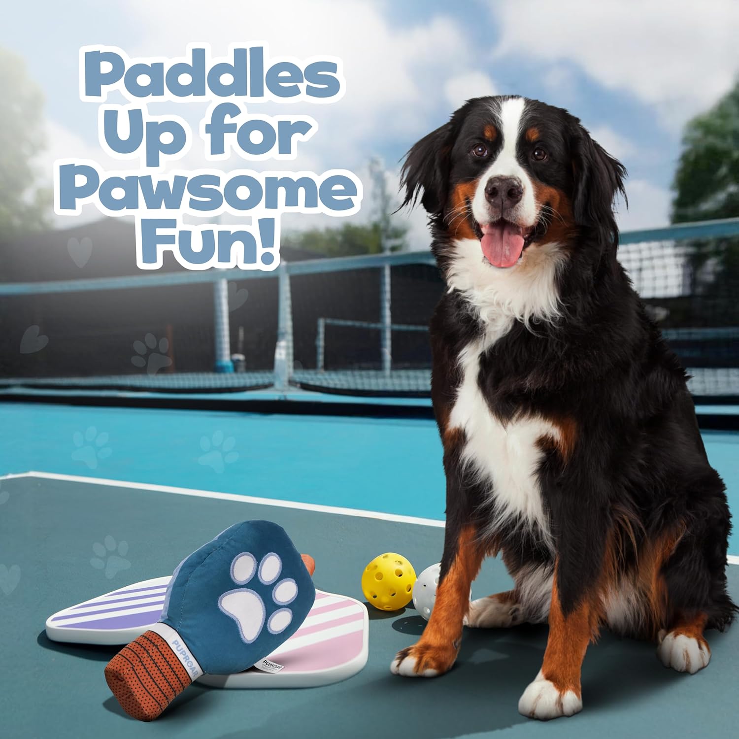 PUPROAR Juguete para perros de pickleball, divertida paleta de felp...